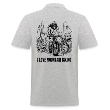 L’homme des cavernes de l’âge de pierre : J’adore le VTT - Polo Homme - gris chiné - Dos - Kai (181cm)