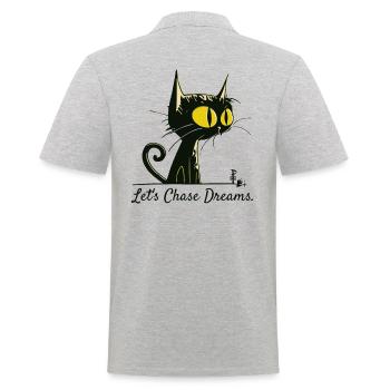 Let's chase dreams like a cute cartoon cat - Men's Polo Shirt - heather grey - Back - Kai (181cm)