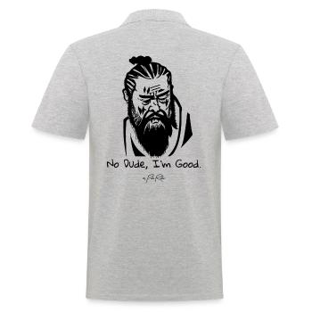 Confucius dit : Non, mon pote, je vais bien - Polo Homme - gris chiné - Dos - Kai (181cm)