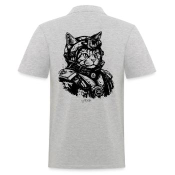 Ein Weltraum-Marine-Katze - Männer Poloshirt - Grau meliert - Hinten - Kai (181cm)