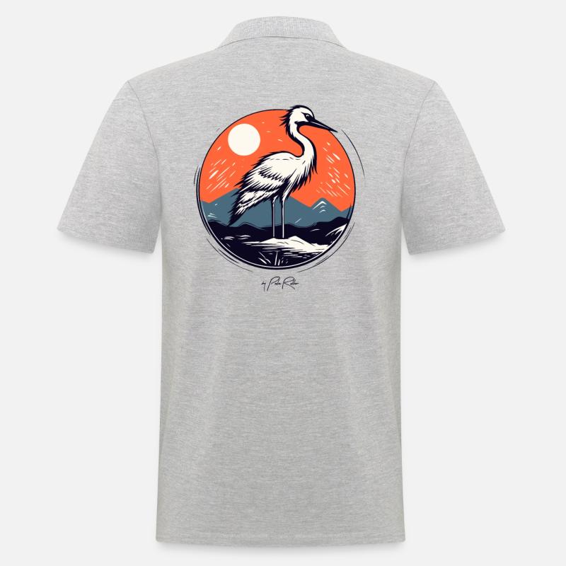 Der Kranich Vogel - Männer Poloshirt - Grau meliert