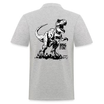 Dino Dinosaur T-Rex: Attach it! - Men's Polo Shirt - heather grey - Back - Kai (181cm)