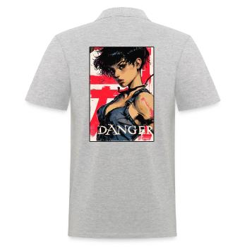 The Anime Danger Girl - Men's Polo Shirt - heather grey - Back - Kai (181cm)
