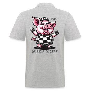 Que se passe-t-il, les amis ? cochon drôle - Polo Homme - gris chiné - Dos - Kai (181cm)