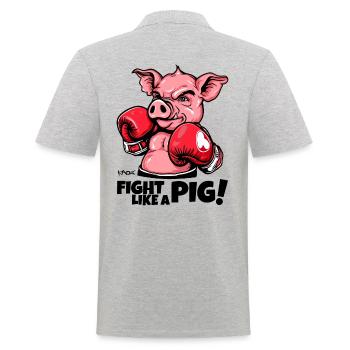 Battez-vous comme un cochon : cochon boxeur - Polo Homme - gris chiné - Dos - Kai (181cm)