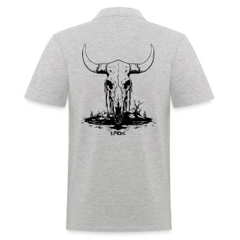 Bulls Skull - Men's Polo Shirt - heather grey - Back - Kai (181cm)