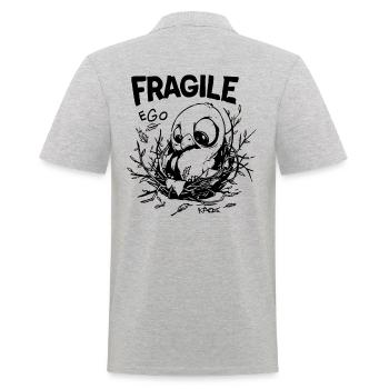 Fragiles Ego: Nest, Warmes Küken - Männer Poloshirt - Grau meliert - Hinten - Kai (181cm)