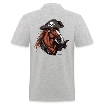 Das Pferd ist ein Pirat - Männer Poloshirt - Grau meliert - Hinten - Kai (181cm)