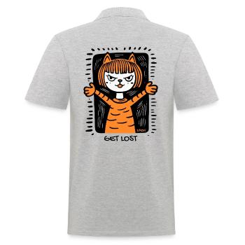 Get lost! Cartoon cats girls - Men's Polo Shirt - heather grey - Back - Kai (181cm)