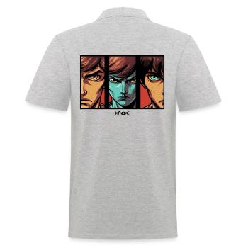 Anime-Cartoon für coole Jungs - Männer Poloshirt - Grau meliert - Hinten - Kai (181cm)