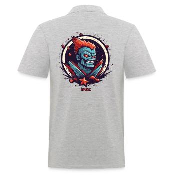 Schwer Super-Duty-Cool Zombie-Schädel-Rock - Männer Poloshirt - Grau meliert - Hinten - Kai (181cm)