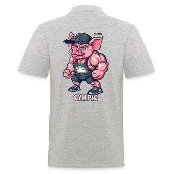 Bodybuilder Muscle Gym Cochon - Polo Homme - gris chiné - Dos - Kai (181cm)