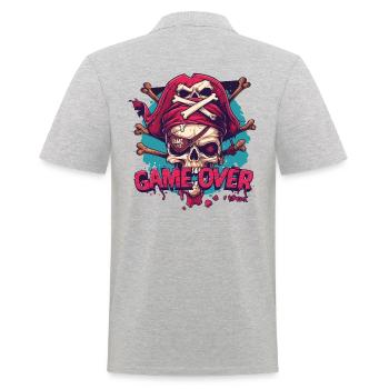 Jeux : Game Over, Gamer Skull Pirate - Polo Homme - gris chiné - Dos - Kai (181cm)
