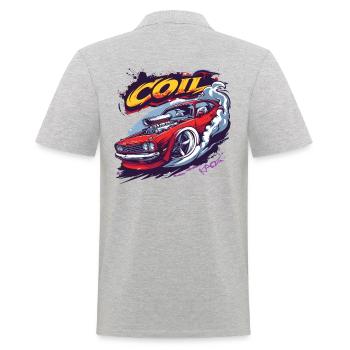 Rouge Muscle Car Turbo Cartoon Racer - Polo Homme - gris chiné - Dos - Kai (181cm)