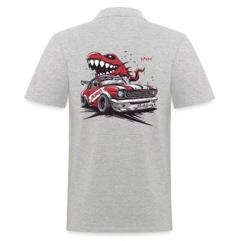 Domo, der japanische Dino: JDM-Rennauto - Männer Poloshirt - Grau meliert - Hinten - Kai (181cm)