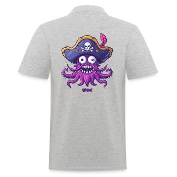 Une pieuvre pirate drôle et heureuse - Polo Homme - gris chiné - Dos - Kai (181cm)
