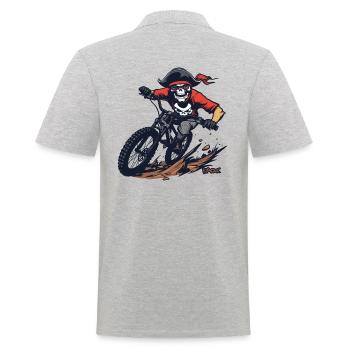 Skull Skeleton Pirate Mountain Biking - Men's Polo Shirt - heather grey - Back - Kai (181cm)