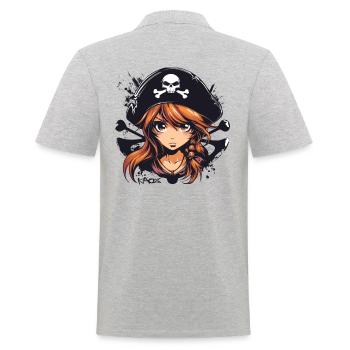 Une fille pirate d’anime - Polo Homme - gris chiné - Dos - Kai (181cm)