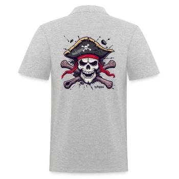 A classic cartoon skull pirate - Men's Polo Shirt - heather grey - Back - Kai (181cm)