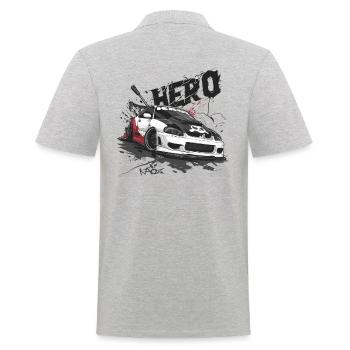 Hero Straßen Auto JDM Japan Rennwagen - Männer Poloshirt - Grau meliert - Hinten - Kai (181cm)