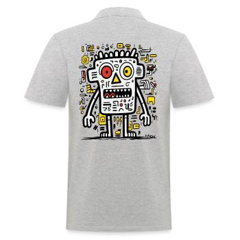 Abstract Funny Pop Art -- Monster - Men's Polo Shirt - heather grey - Back - Kai (181cm)
