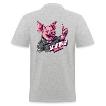 Achtung! Schwein - Männer Poloshirt - Grau meliert - Hinten - Kai (181cm)
