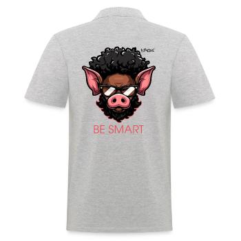 Soyez malin ! Cochon intelligent avec des lunettes - Polo Homme - gris chiné - Dos - Kai (181cm)