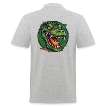 Cartoon Alligator: Green Funny Gator - Men's Polo Shirt - heather grey - Back - Kai (181cm)