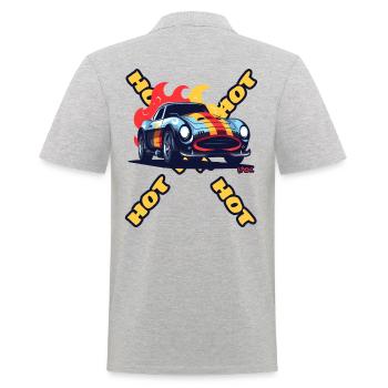 Heiß, heiß, heiß! Super Sport Cartoon Auto - Männer Poloshirt - Grau meliert - Hinten - Kai (181cm)