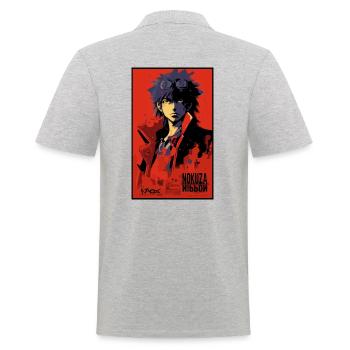 Faux film japonais Thriller : Nokuza Nippon Anime - Polo Homme - gris chiné - Dos - Kai (181cm)
