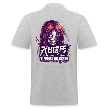 Zombie Girl : Zombies de nuit effrayants - Polo Homme - gris chiné - Dos - Kai (181cm)