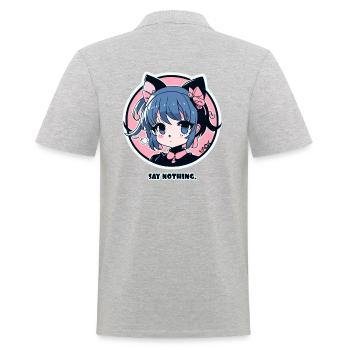 The cutest cute anime girl, don't say anything - Men's Polo Shirt - heather grey - Back - Kai (181cm)