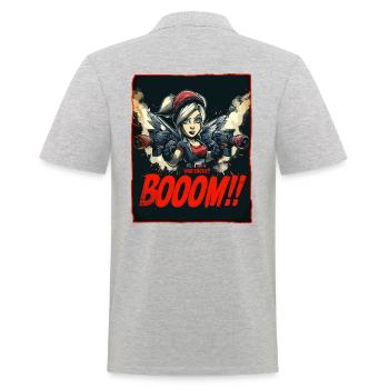 Angel Anime Girl, War Is Crap - Men's Polo Shirt - heather grey - Back - Kai (181cm)