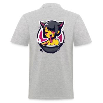 Anime kitten girl at bath day - Men's Polo Shirt - heather grey - Back - Kai (181cm)