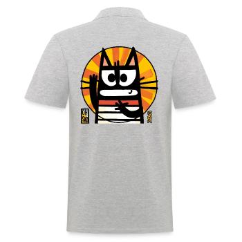 Oh comme c’est triste, drôle chat de dessin animé abstrait - Polo Homme - gris chiné - Dos - Kai (181cm)