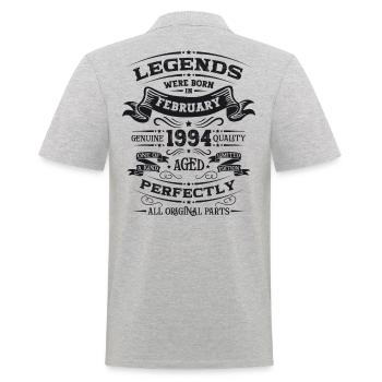 30. Geburtstag Original Februar Jahrgang 1994 - Männer Poloshirt - Grau meliert - Hinten - Kai (181cm)