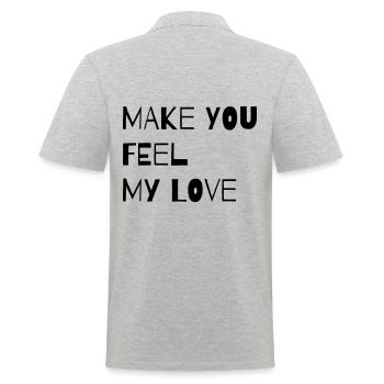 MAKE YOU FEEL MY LOVE - Männer Poloshirt - Grau meliert - Hinten - Kai (181cm)