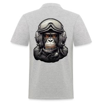Pilot Monkey Digitale Kunst - Männer Poloshirt - Grau meliert - Hinten - Kai (181cm)