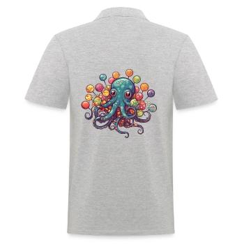 Pieuvre comique drôle avec des sucettes - Polo Homme - gris chiné - Dos - Kai (181cm)