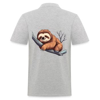 Cute sleeping sloth for sloth fans - Men's Polo Shirt - heather grey - Back - Kai (181cm)