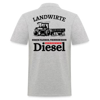 Landwirte- Essen Fleisch Trinken Bier ... - Männer Poloshirt - Grau meliert - Hinten - Kai (181cm)