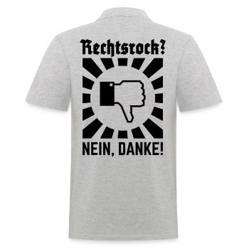 Rechtsrock? Nein, Danke! (Strahlen / Black) - Männer Poloshirt - Grau meliert - Hinten - Kai (181cm)