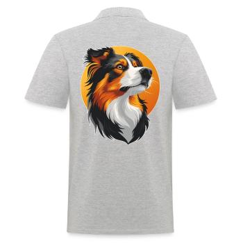 Australian Shepherd Portrait Dog Herding Dogs - Men's Polo Shirt - heather grey - Back - Kai (181cm)
