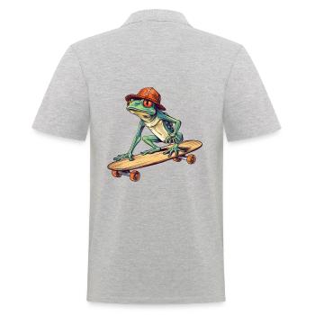 Cool frog rides skateboard - Men's Polo Shirt - heather grey - Back - Kai (181cm)