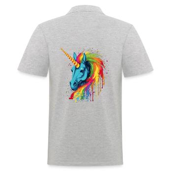 Colorful unicorn with rainbow mane - Men's Polo Shirt - heather grey - Back - Kai (181cm)