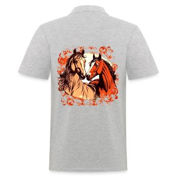 Deux chevaux amoureux - Motif cheval - Polo Homme - gris chiné - Dos - Kai (181cm)