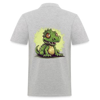 Süßer Dino in grün, niedliches Dinosauriermotiv - Männer Poloshirt - Grau meliert - Hinten - Kai (181cm)