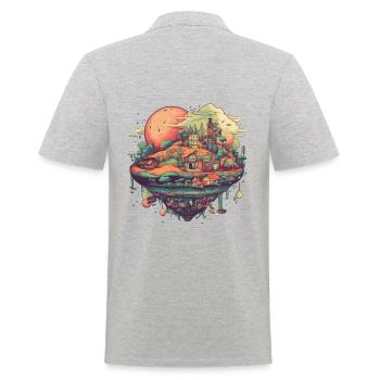 Village aérien surréaliste en couleur - Polo Homme - gris chiné - Dos - Kai (181cm)