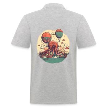 Motif surréaliste, île de poulpe avec ballons - Polo Homme - gris chiné - Dos - Kai (181cm)