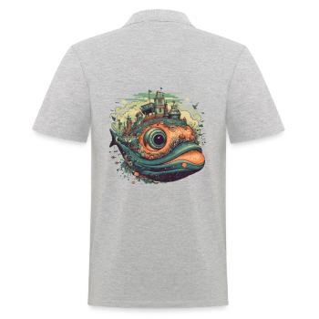 Baleine surréaliste avec la ville sur le dos - Polo Homme - gris chiné - Dos - Kai (181cm)